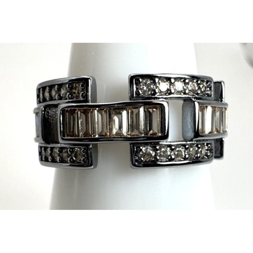 Size 8 Bomb Party Ring - RG25040 "Summer Reverie" Smokey Topaz CZ On Hematite